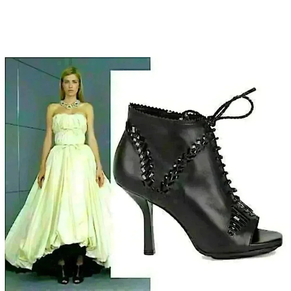 Balenciaga Ankle Booties High Heel Lace Up Heels Designer Luxury Party
